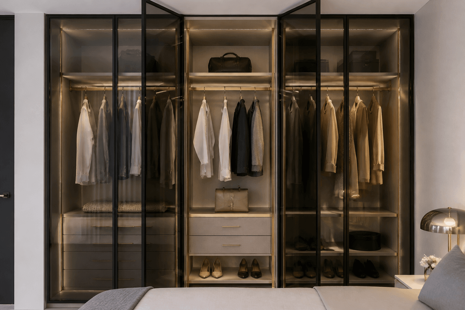 Apartment gray wardrobe — Built-In Closet
