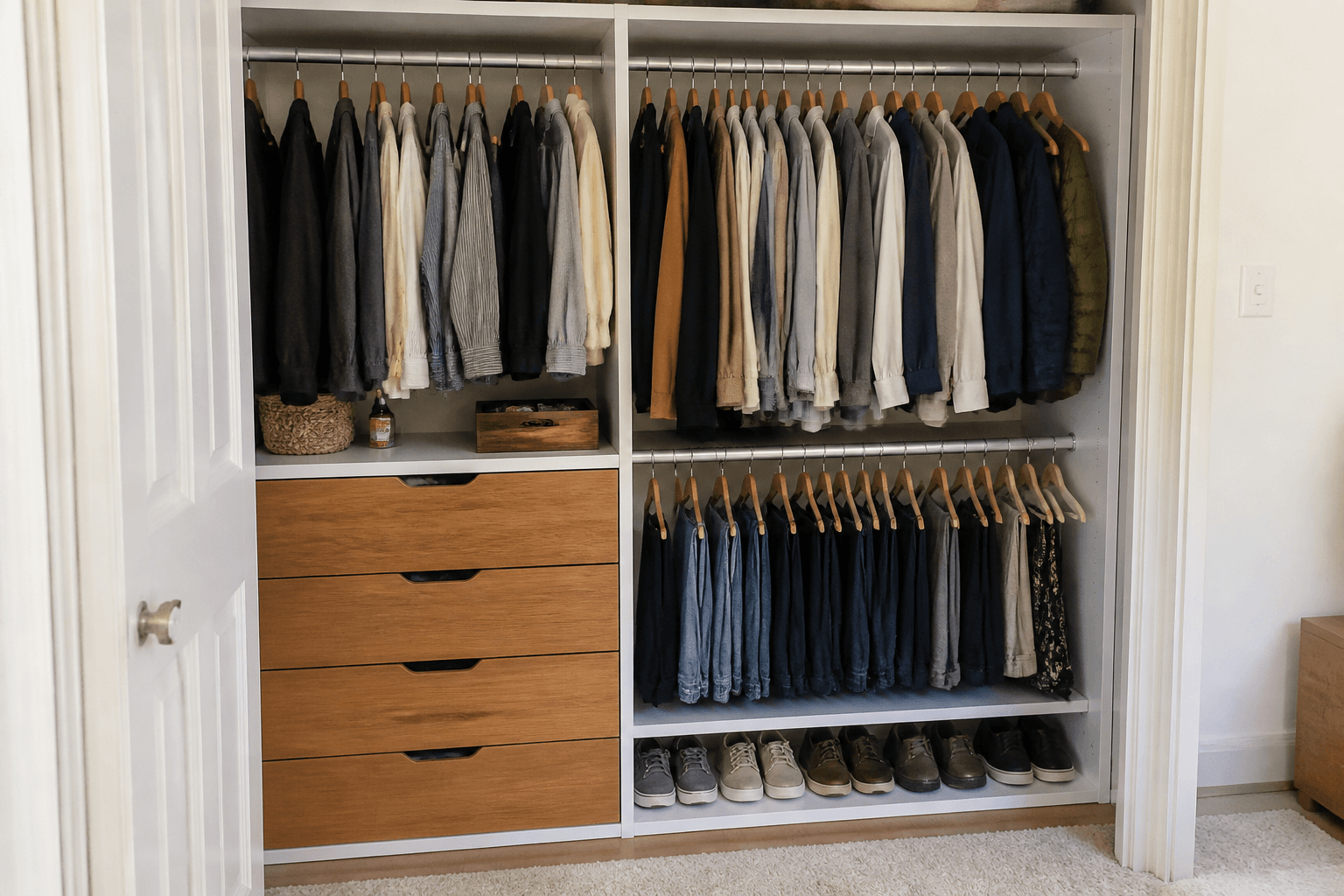 White & oak dual-tone reach-in — Dual-Tone Closet