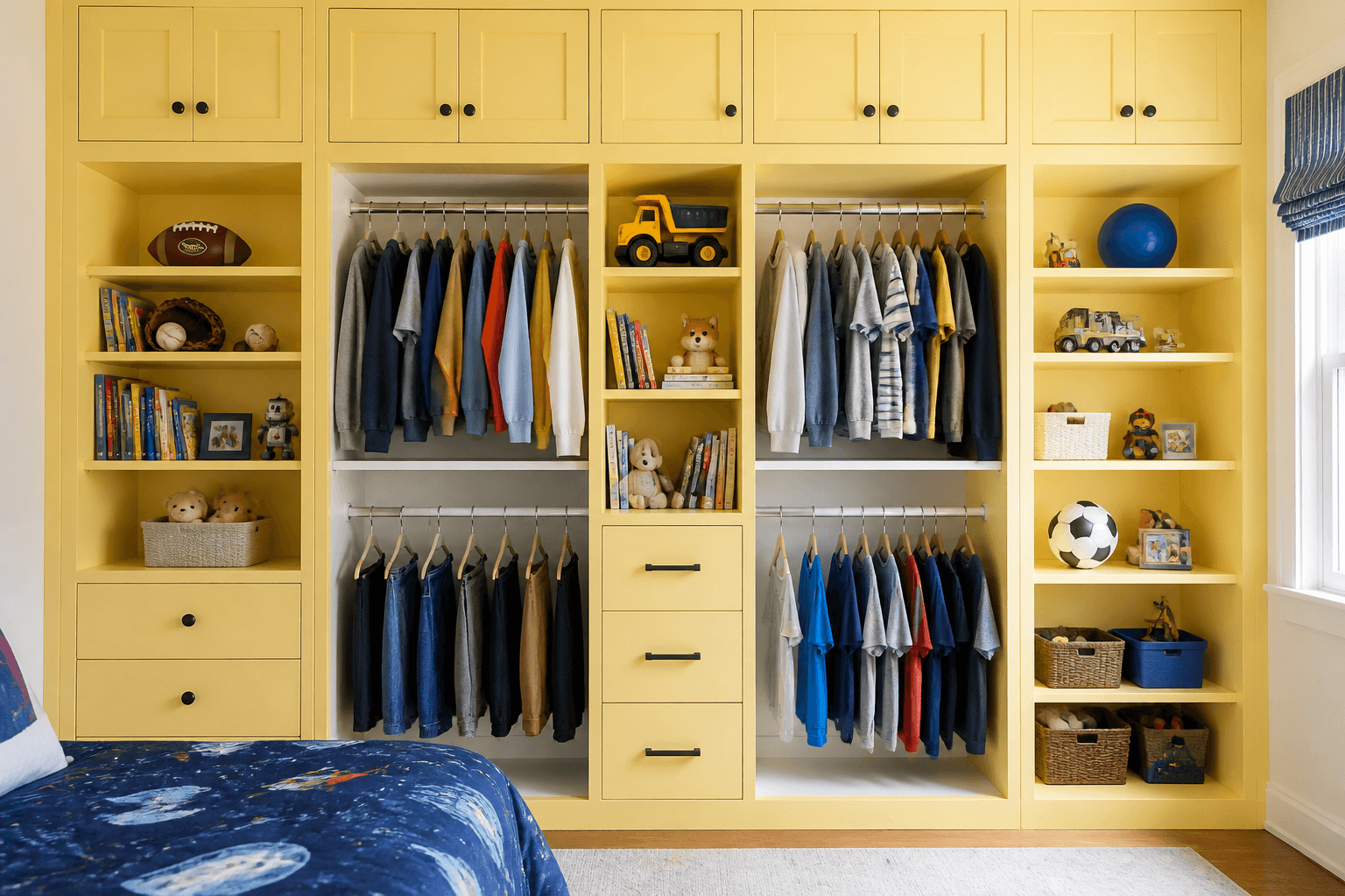 Butter yellow boys closet — Kids Closet